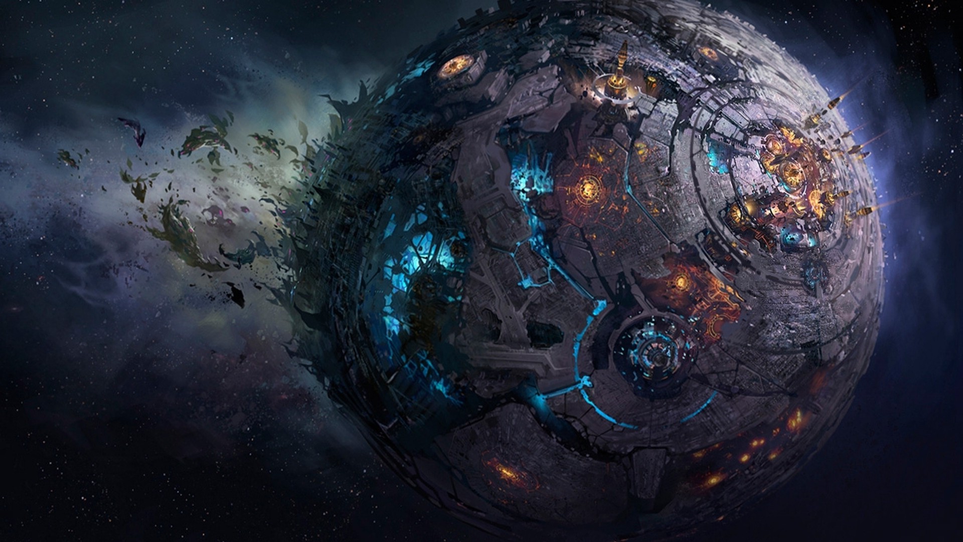 artwork, Fantasy Art, Digital Art, Planet, City, Destruction, Space, Transformers Wallpaper