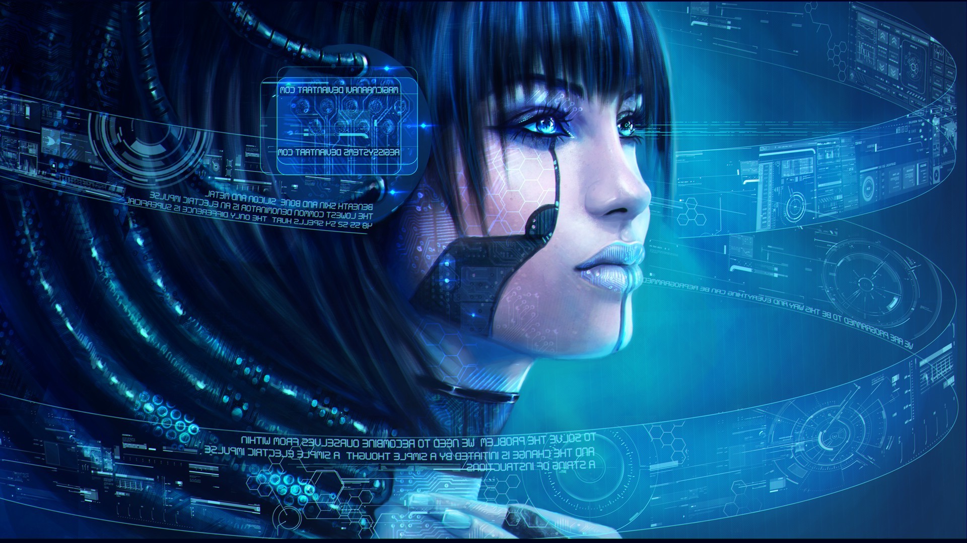 futuristic, Women, Cyberpunk, Digital Art, Blue, MagicnaAnavi Wallpaper