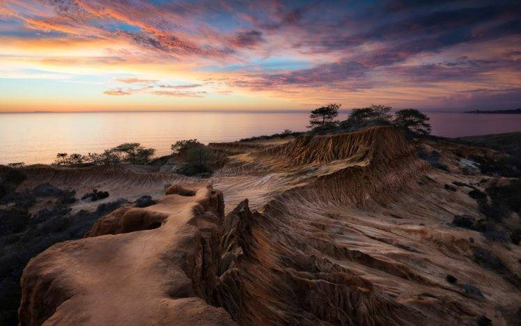 nature, Landscape, Desert, Coast, Sunset, Sea HD Wallpaper Desktop Background