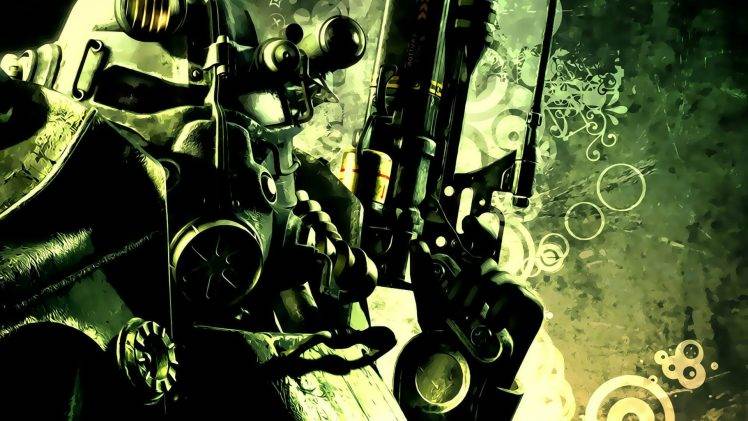 digital Art, Fallout, Gun, Power Armor HD Wallpaper Desktop Background
