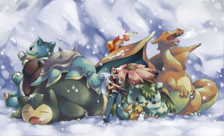 Pokemon, Charizard, Snorlax, Blastoise, Digital Art, Venusaur, Lapras,  Pikachu, Snow, Ash Ketchum Wallpapers HD / Desktop and Mobile Backgrounds