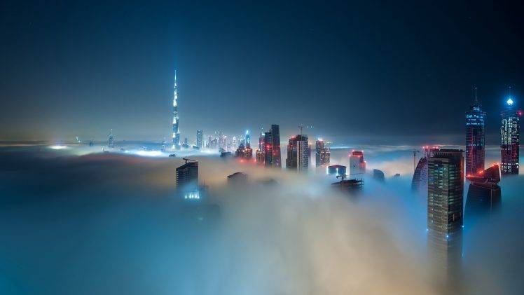 digital Art, Building, Dubai, Burj Khalifa, Skyscraper, Cityscape, Mist HD Wallpaper Desktop Background
