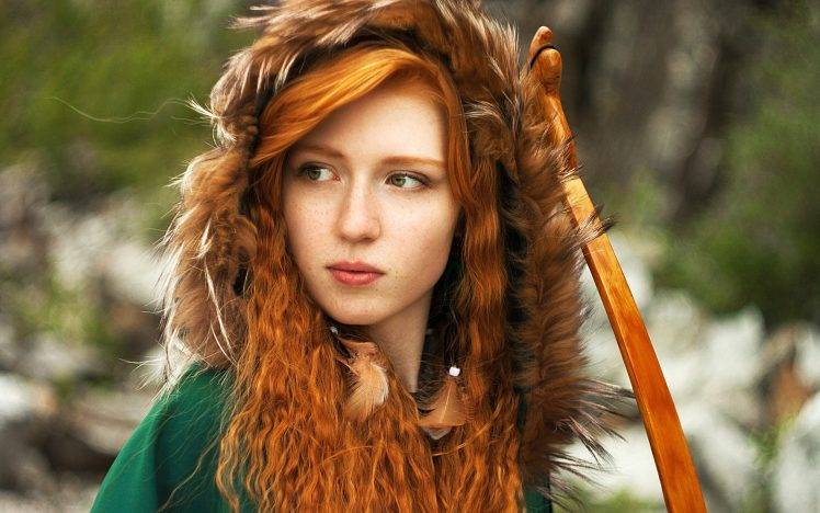 bows, Redhead, Women, Katya Severnaya HD Wallpaper Desktop Background