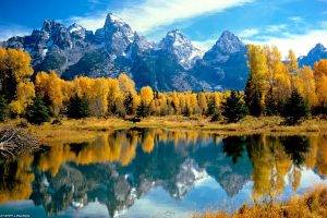 mountain, Lake, Reflection, Trees, Fall, Canada