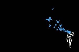 butterfly, Minimalism, Dark