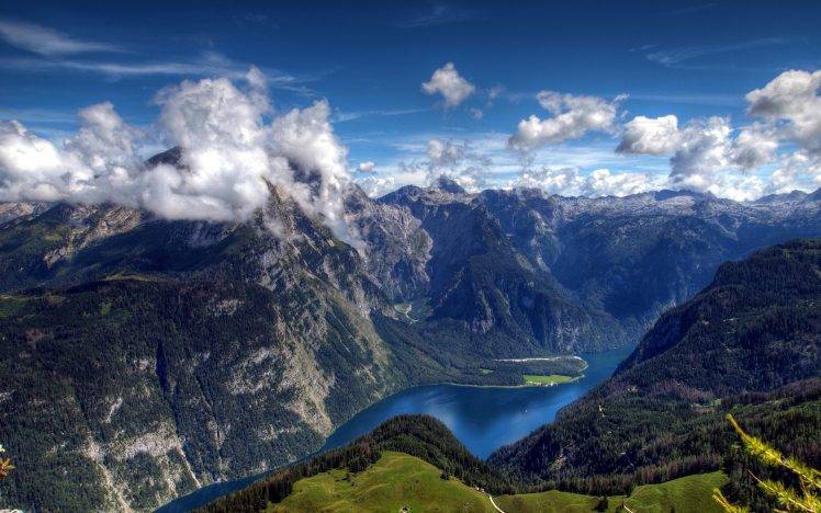 nature, River, Mountain, Clouds, Lake HD Wallpaper Desktop Background
