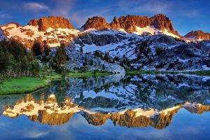 nature, Reflection, Mountain, Snow