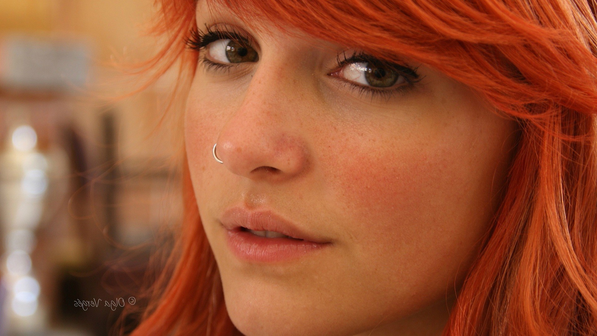 redhead, Brown Eyes, Piercing, Olga, Nose Rings Wallpapers HD / Desktop and...