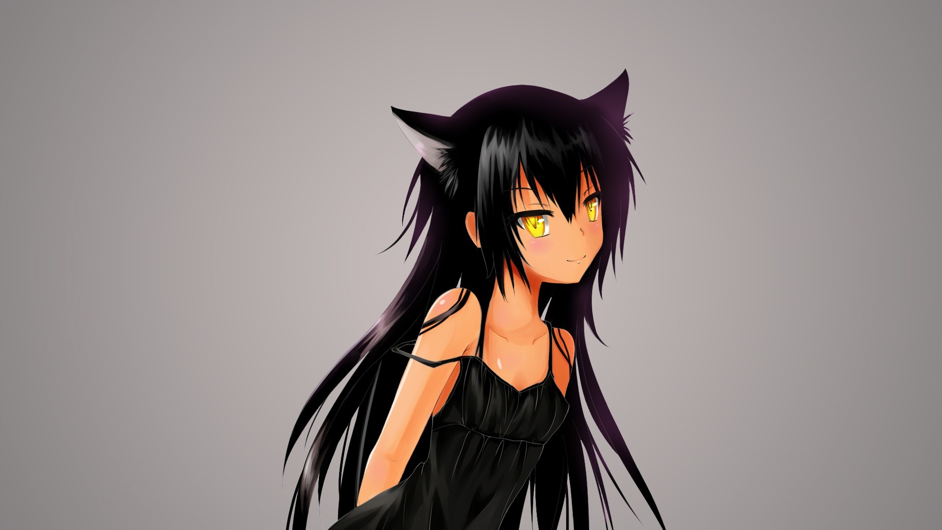 To Love ru, Master Nemesis, Animal Ears, Yellow Eyes, Simple Background, Nekomimi Wallpaper