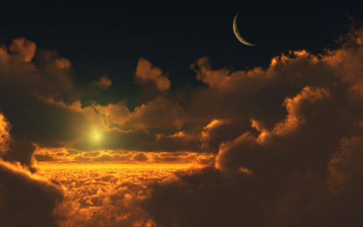 nature, Clouds, Moon HD Wallpaper Desktop Background