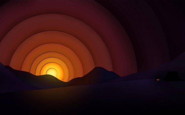 digital Art, Sunset, Mountain HD Wallpaper Desktop Background