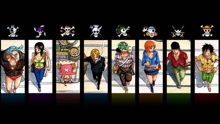 One Piece, Monkey D. Luffy, Roronoa Zoro, Sanji, Usopp, Nami, Tony Tony Chopper, Nico Robin, Franky, Panels HD Wallpaper Desktop Background