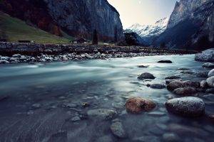 nature, River, Rock, Mountain