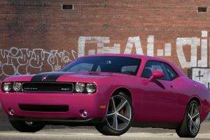 car, Pink, Dodge, Dodge Challenger, Muscle Cars