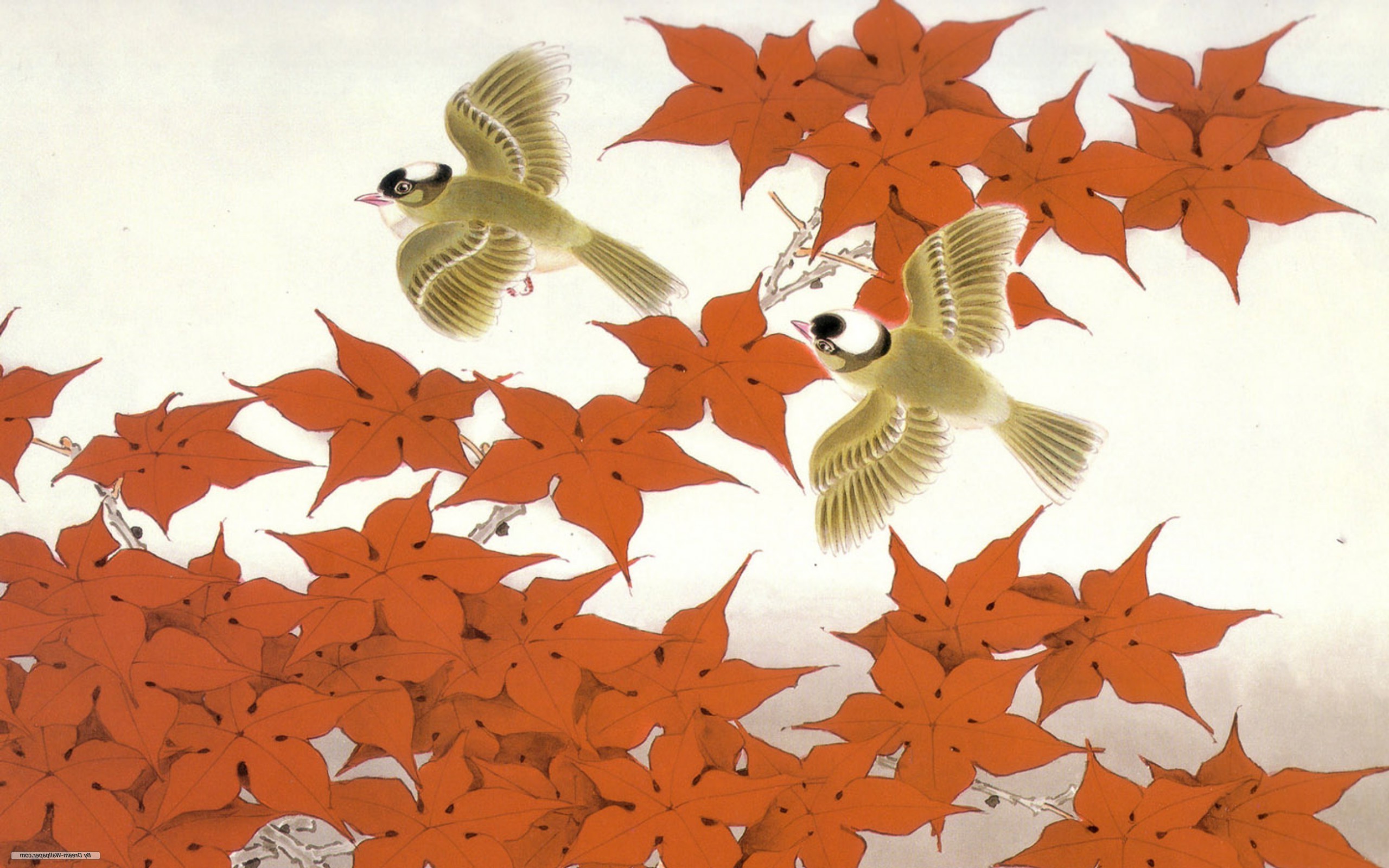 birds, Leaves, Nature Wallpaper