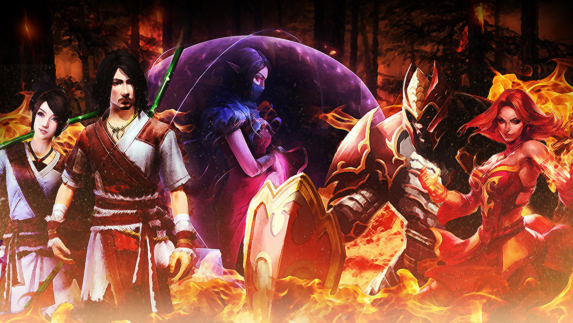 Dota 2, Age Of Wulin, Video Game Characters, Phantom Assassin, Warrior, Dragon Knight, Lina Wallpaper
