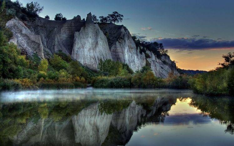 lake, Reflection, Cliff HD Wallpaper Desktop Background