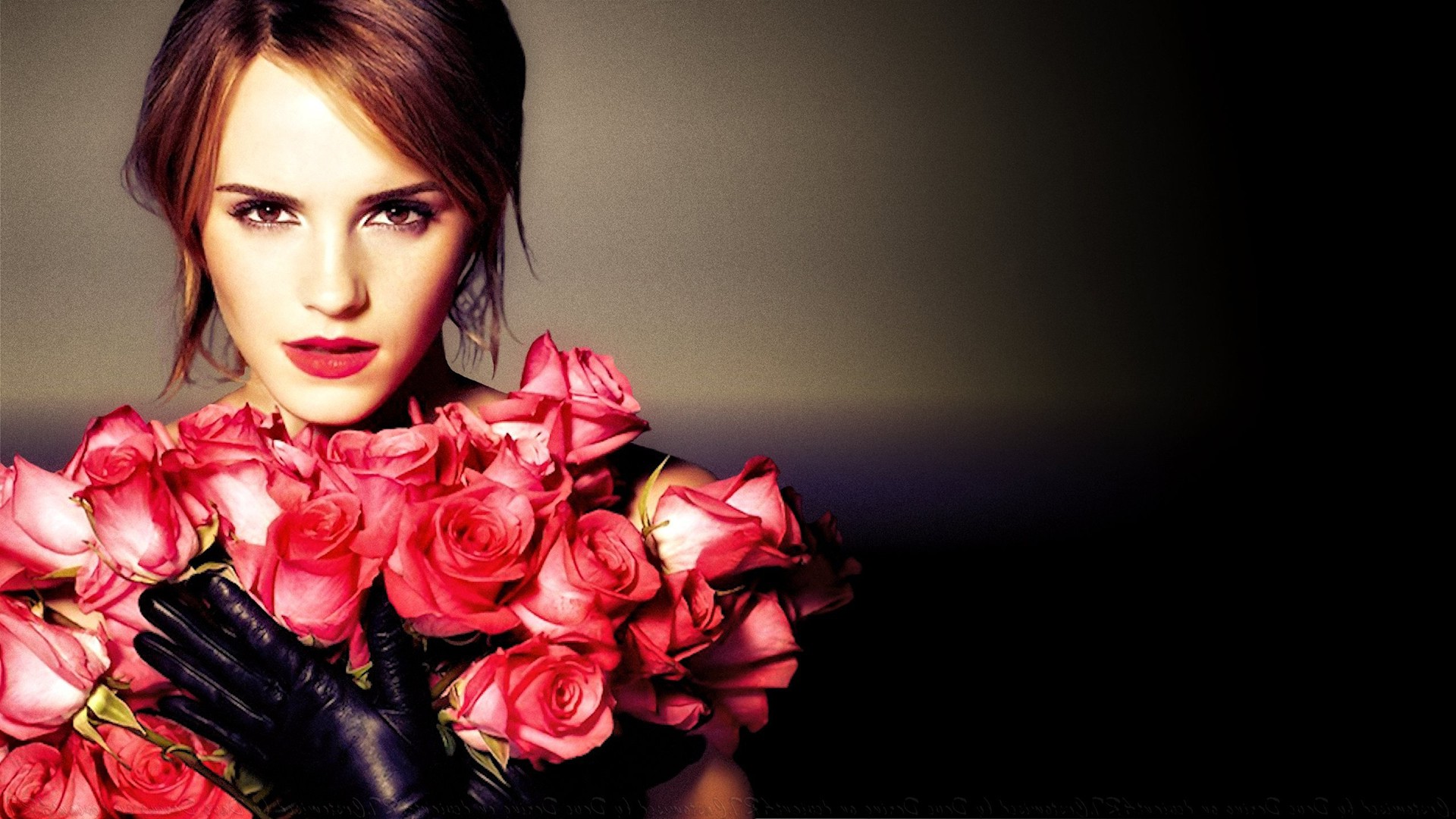 Emma Watson, Gloves, Hazel Eyes, Rose Wallpaper
