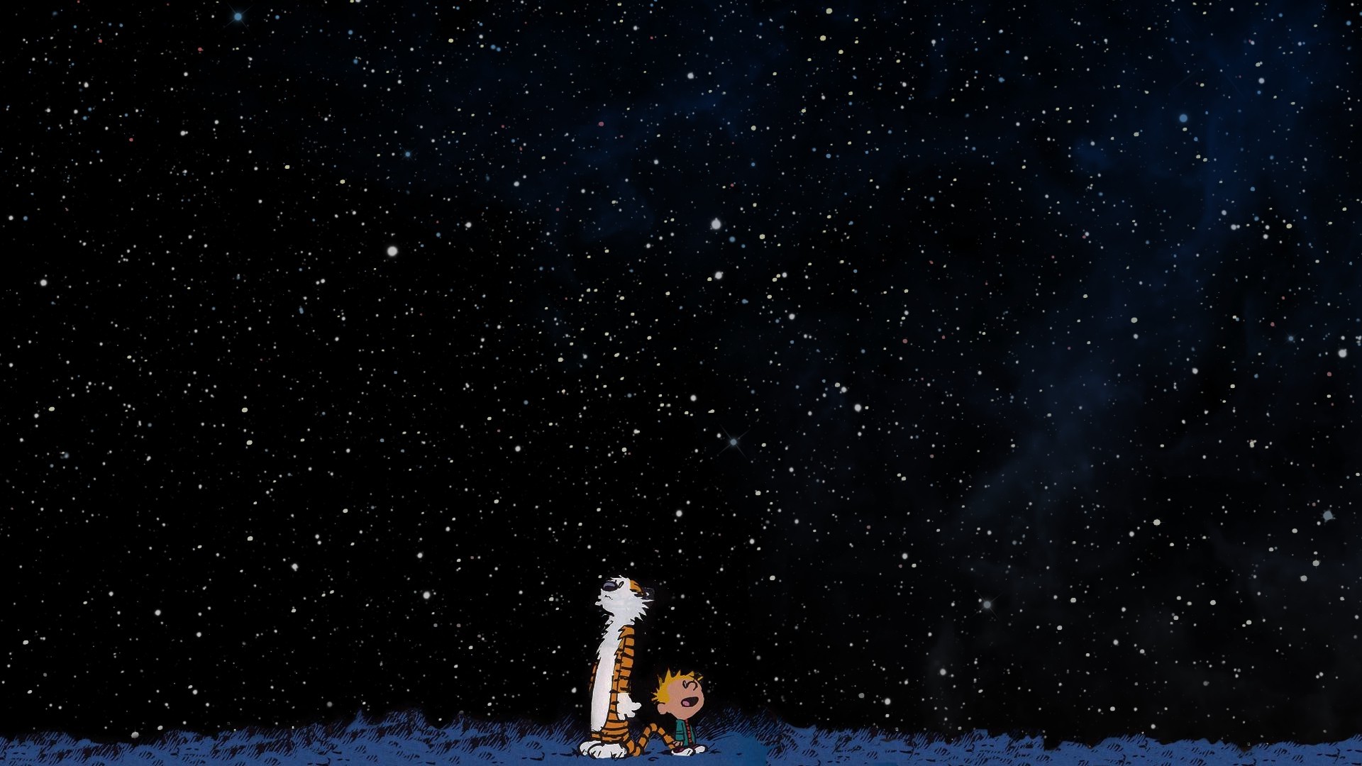 Calvin And Hobbes, Space, Stars Wallpaper