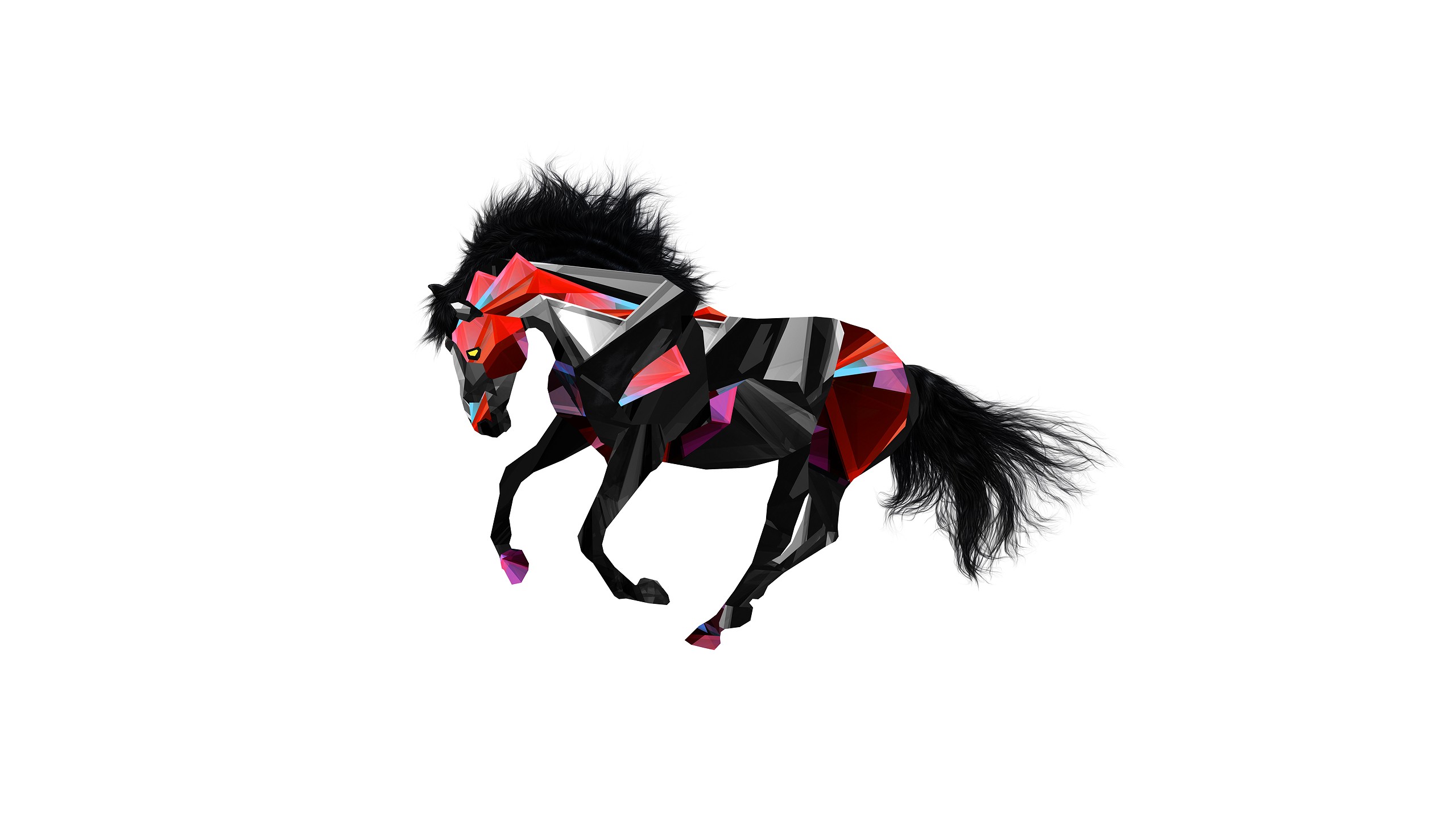 animals, Facets, Horse, Digital Art, Justin Maller Wallpaper