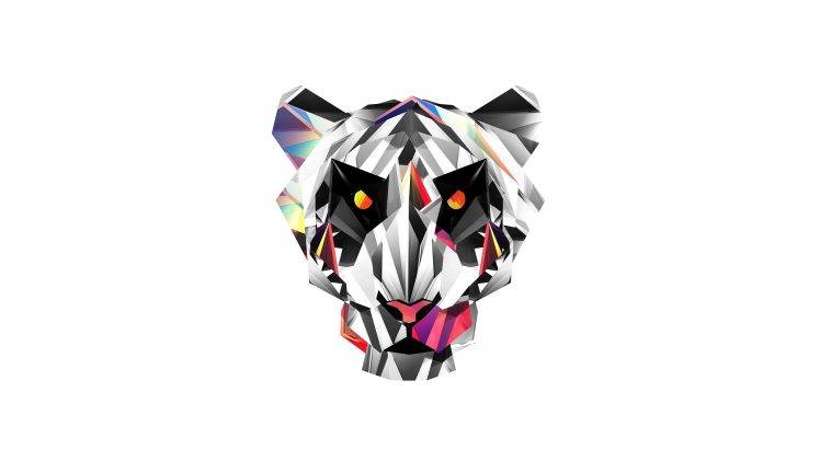 animals, Facets, Tiger, Digital Art, Justin Maller HD Wallpaper Desktop Background