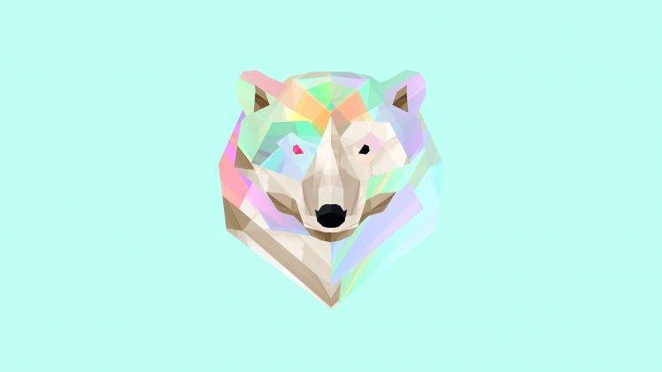 Facets, Animals, Polar Bears, Digital Art, Justin Maller HD Wallpaper Desktop Background