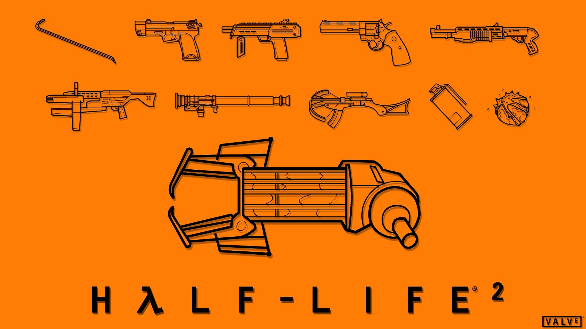 Half Life 2, Valve Corporation, Video Games, Weapon, Orange Wallpaper