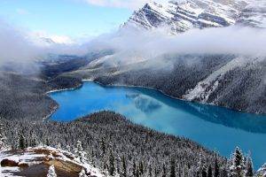 lake, Mountain, Snow
