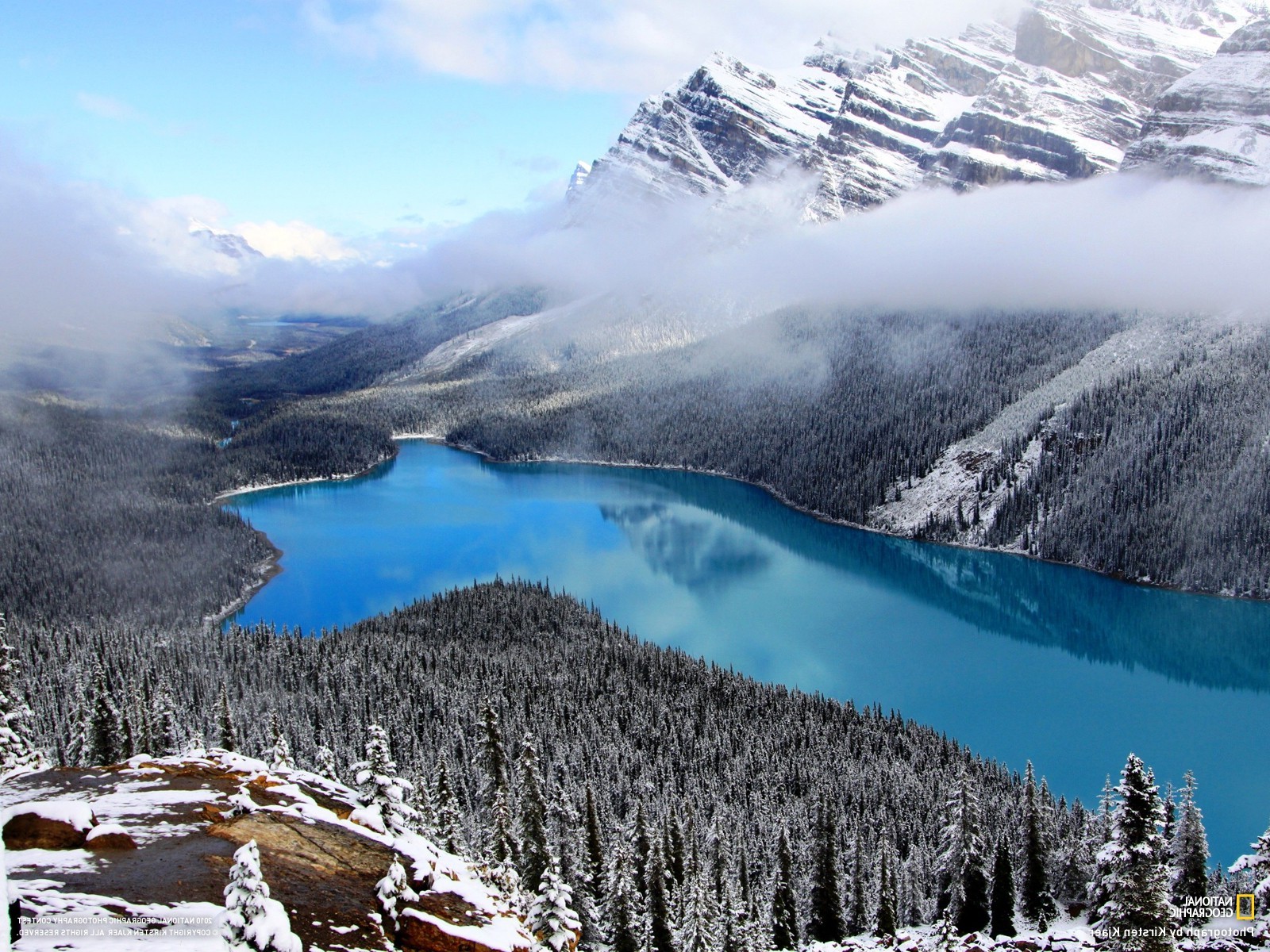 lake, Mountain, Snow Wallpaper