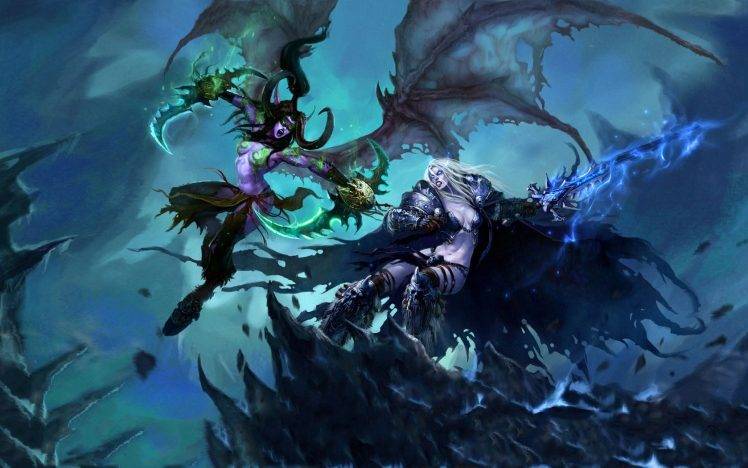 RPG, Arthas, Illidan Stormrage, World Of Warcraft: Wrath Of The Lich King, Genderswap HD Wallpaper Desktop Background
