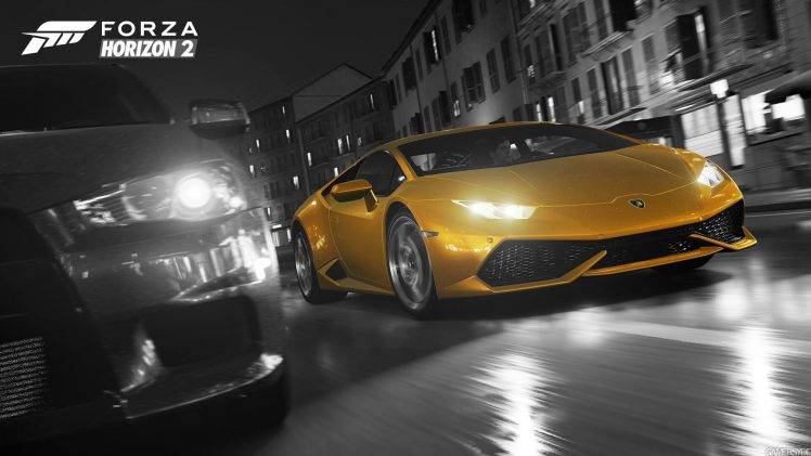 Forza Motorsport, Forza Horizon 2, Mitsubishi Lancer Evo X, Mitsubishi, Lamborghini Huracan, Lamborghini, Video Games HD Wallpaper Desktop Background
