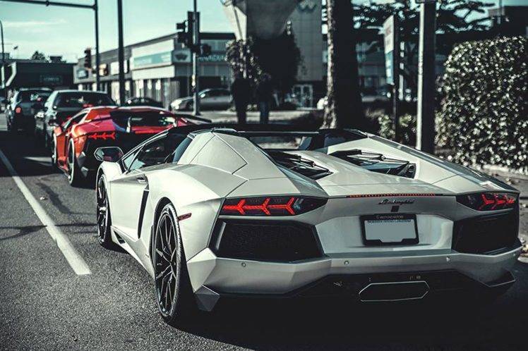 car, Lamborghini, White, Lamborghini Aventador, Red HD Wallpaper Desktop Background