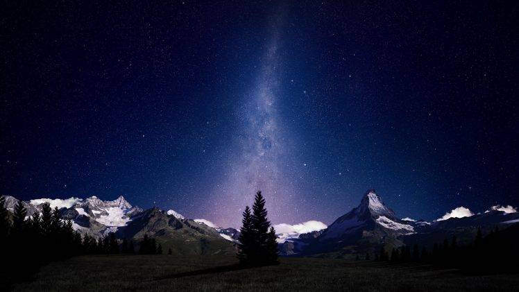 space, Stars, Mountain, Night, Sky HD Wallpaper Desktop Background
