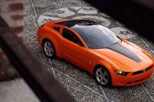 Ford Mustang, Car, Orange, Closeup
