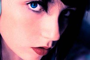 closeup, Blue Eyes, Headphones
