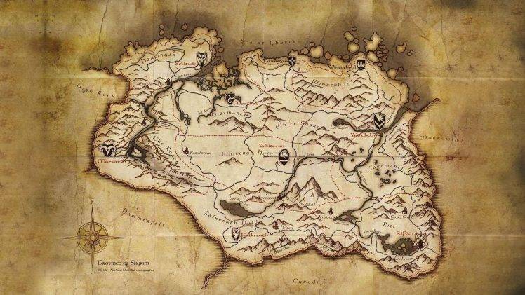 The Elder Scrolls V: Skyrim, Map HD Wallpaper Desktop Background