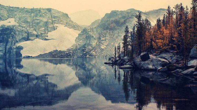 lake, Mountain, Snow HD Wallpaper Desktop Background