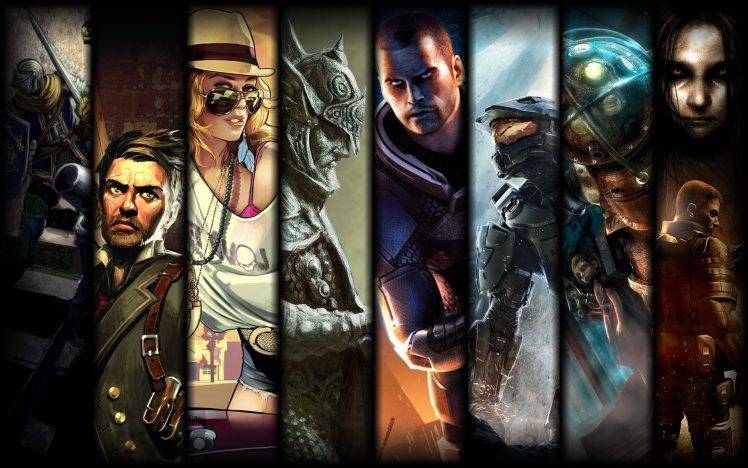video Games, The Elder Scrolls V: Skyrim, Grand Theft Auto V, Mass Effect 3, Dark Souls, F.E.A.R 3, BioShock 2, BioShock Infinite, Halo 4 HD Wallpaper Desktop Background