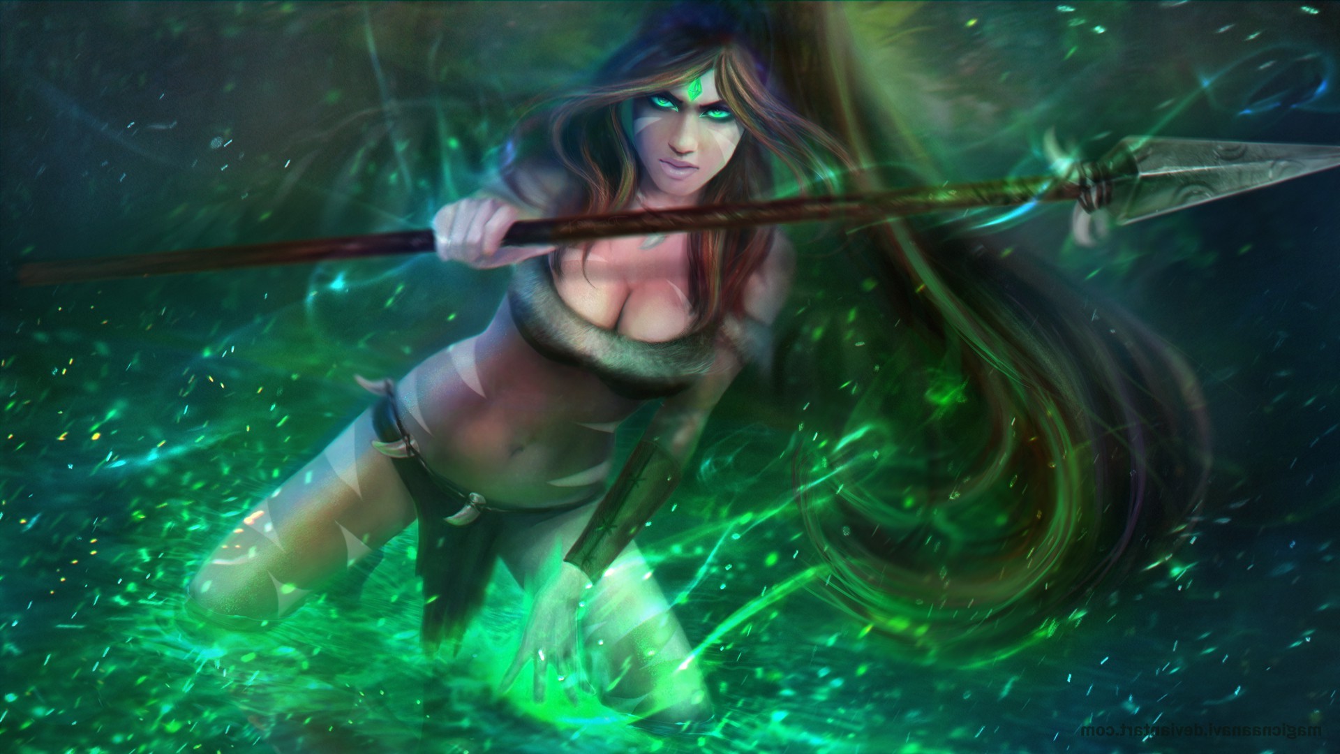 anime Girls, Anime, League Of Legends, Realistic, Nidalee, Riot Games, MagicnaAnavi, Spear Wallpaper
