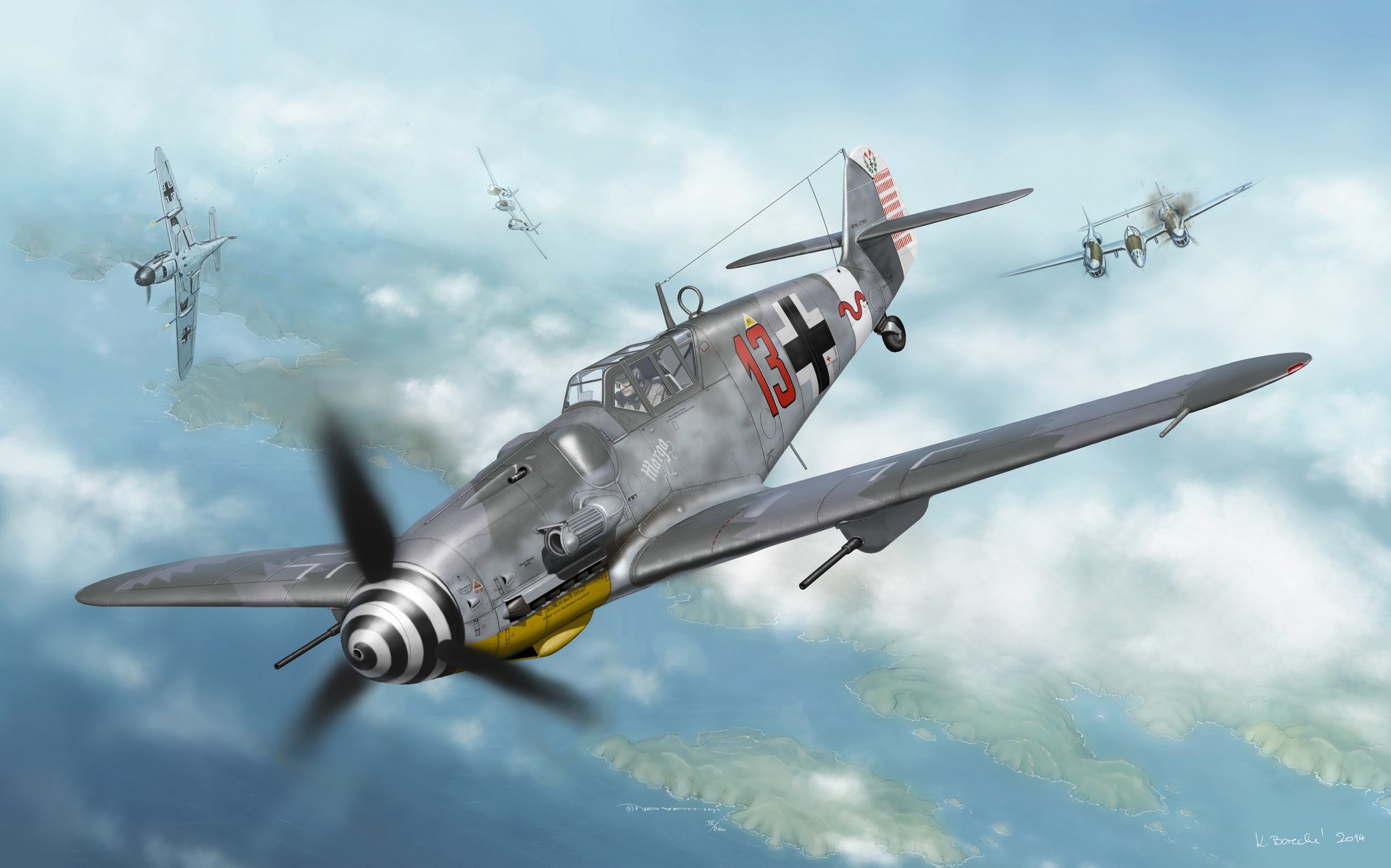 Messerschmitt, Messerschmitt Bf 109, Luftwaffe, Artwork, Military Aircraft, World War II, Germany Wallpaper