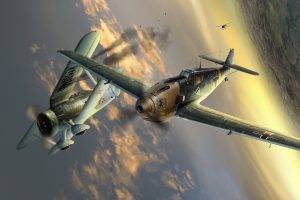 Messerschmitt, Messerschmitt Bf 109, Luftwaffe, Aircraft, Military, Artwork, Military Aircraft, World War II, Germany, Dogfight