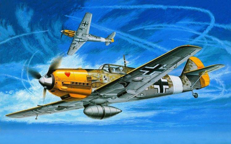 Messerschmitt, Messerschmitt Bf 109, Luftwaffe, Aircraft, Military, Artwork, Military Aircraft, World War II, Germany HD Wallpaper Desktop Background