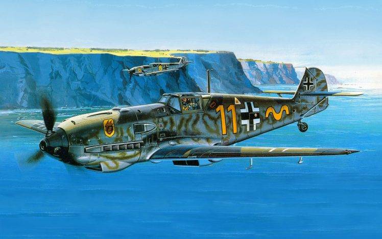 Messerschmitt, Messerschmitt Bf 109, Luftwaffe, Aircraft, Military, Artwork, Military Aircraft, World War II, Germany HD Wallpaper Desktop Background