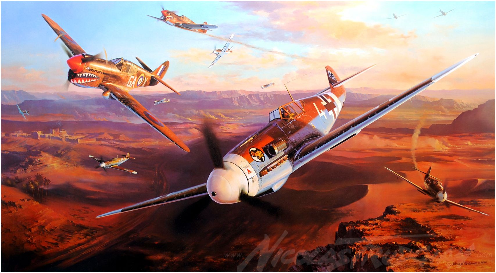 Messerschmitt, Messerschmitt Bf 109, World War II, Germany, Military, Aircraft, Military Aircraft, Luftwaffe, Airplane, Kittyhawk, Curtiss P 40 Warhawk Wallpaper