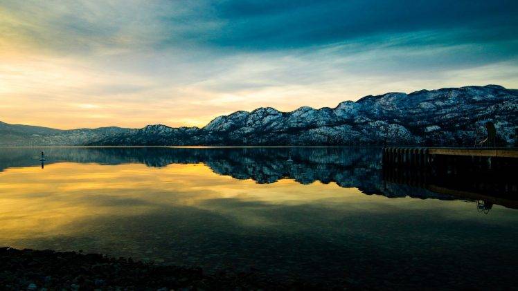 lake, Mountain, Sunset, Mirror HD Wallpaper Desktop Background