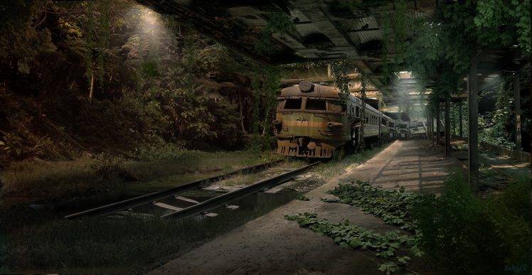 digital Art, Subways, Train, Railway, Abandoned HD Wallpaper Desktop Background