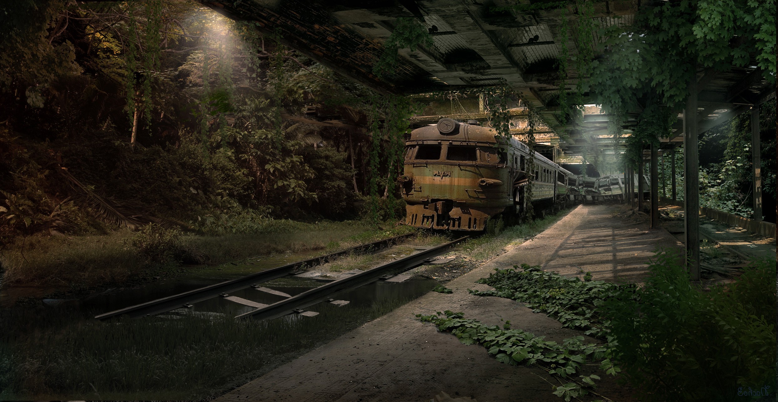 digital Art, Subways, Train, Railway, Abandoned Wallpaper