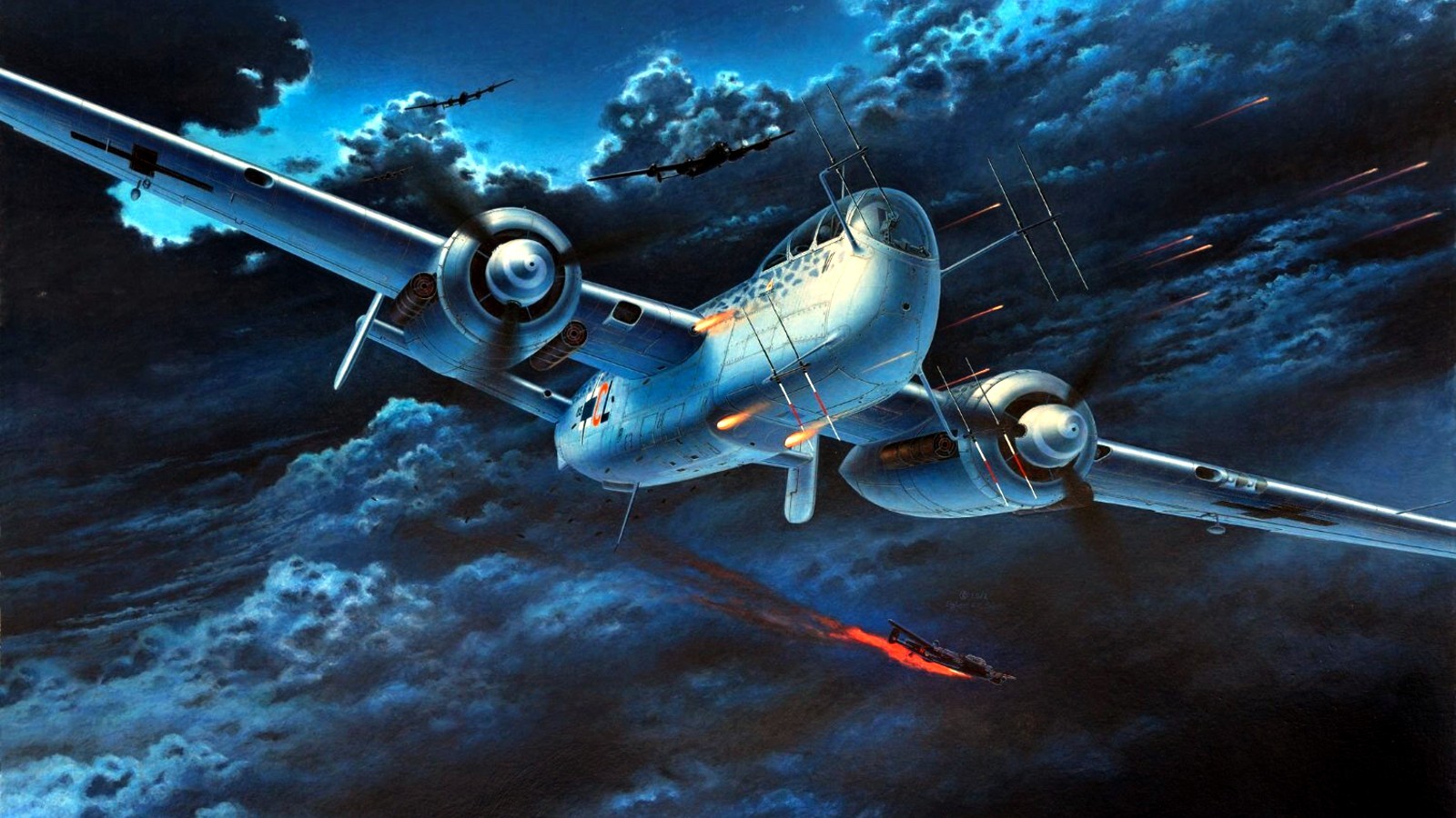 World War II, Aircraft, Military, Military Aircraft, Luftwaffe, Germany, Airplane, Night Wallpaper
