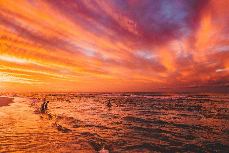 nature, Sea, Sunset, Waves HD Wallpaper Desktop Background