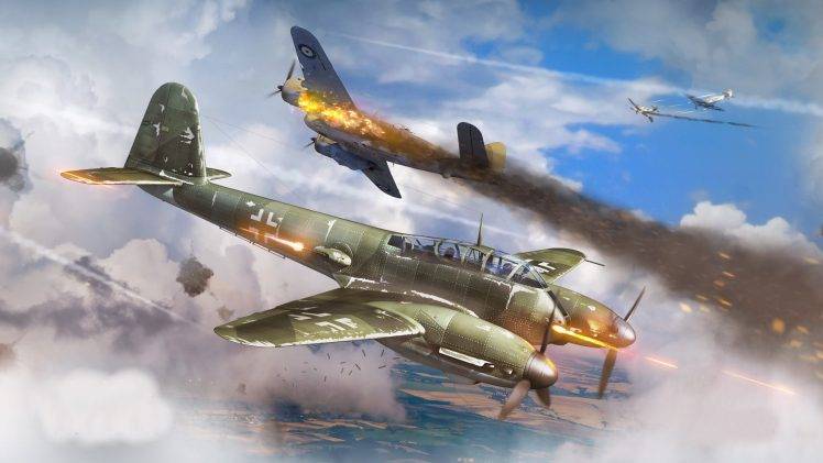World War II, Military Aircraft, Aircraft, Military, Airplane, Germany, Luftwaffe, Messerschmitt, Me410, War Thunder, Dogfight HD Wallpaper Desktop Background